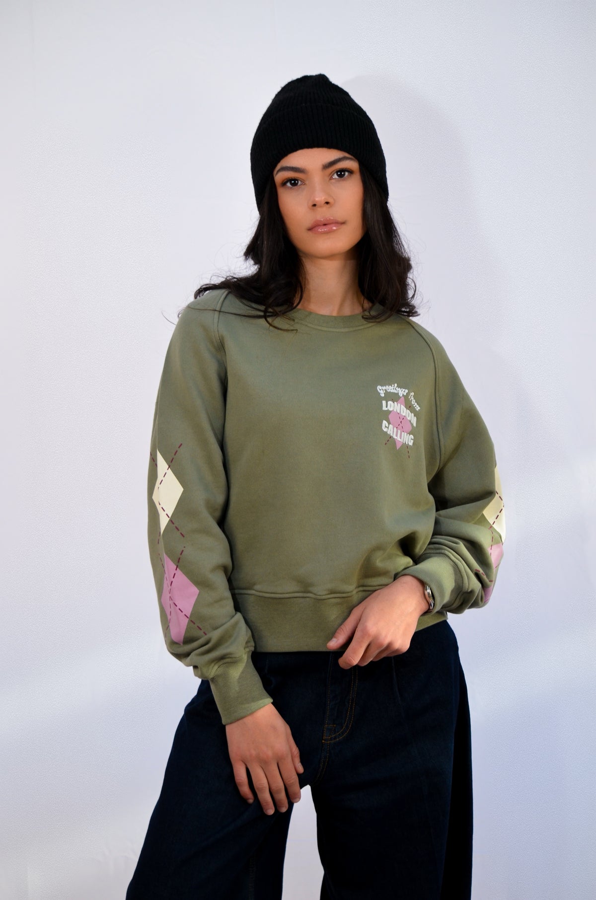Mary Argyle Sweat Kaki