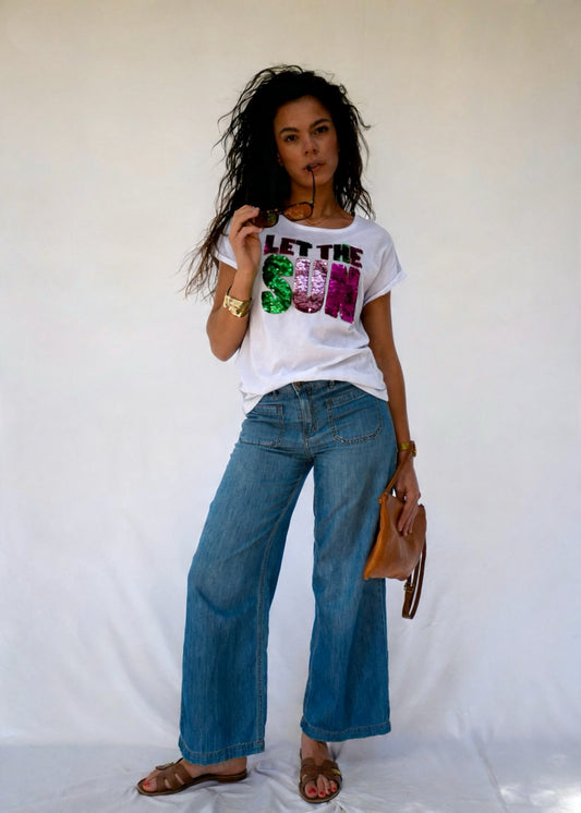 Tess Let the Sun Sequins T-Shirt