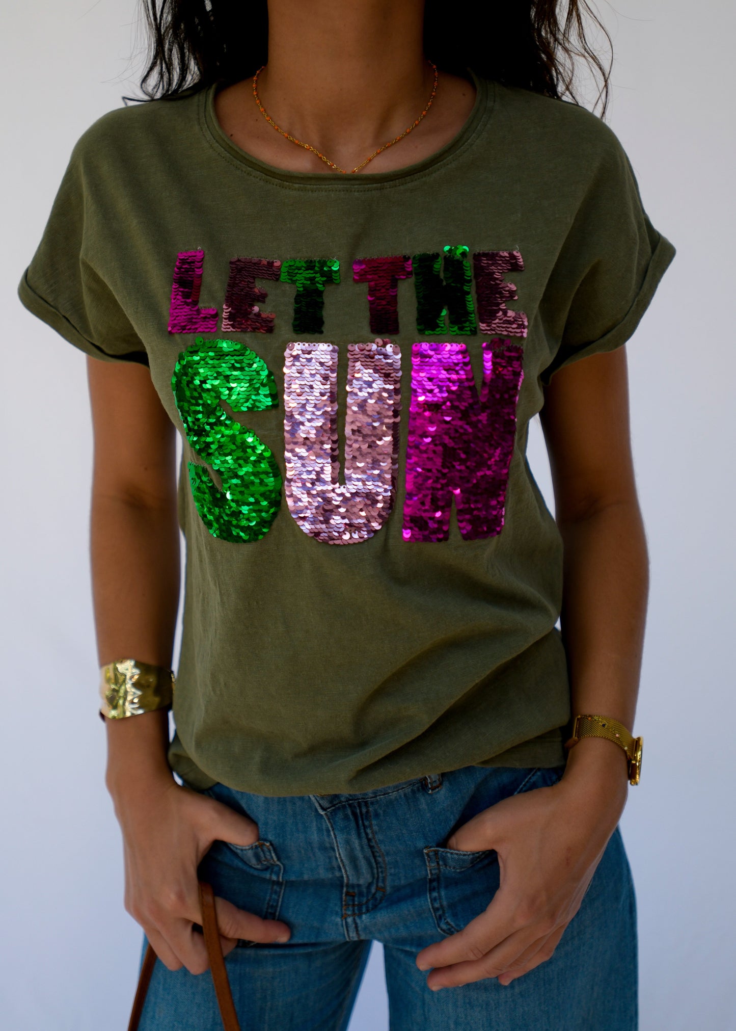 Tess Let the SUN Sequins T-Shirt